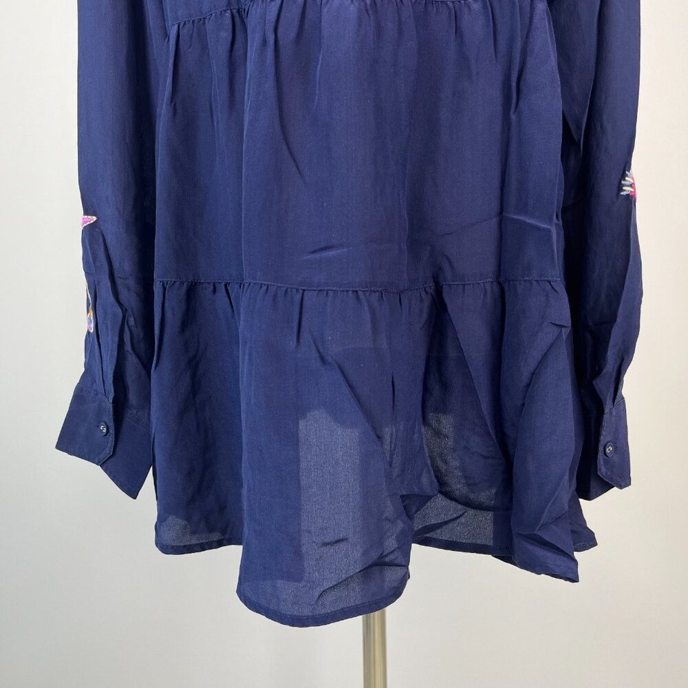 $398 NWOT Johnny Was ALESA TIERED Embroidered Floral Tunic Shirt Blouse Sz XS - Picture 8 of 13